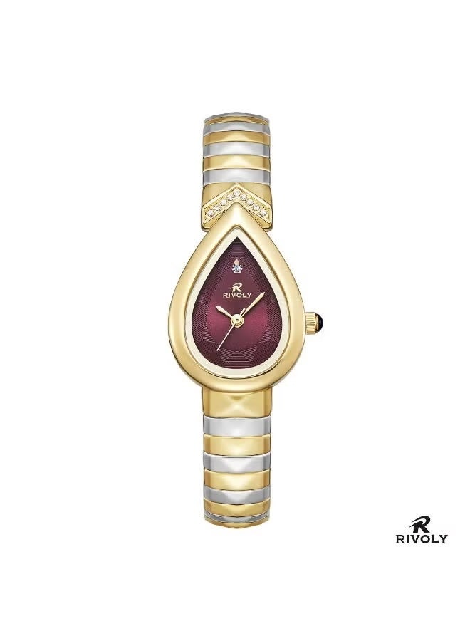 Women's wristwatch with a stainless steel bracelet and a zircon-studded dial.